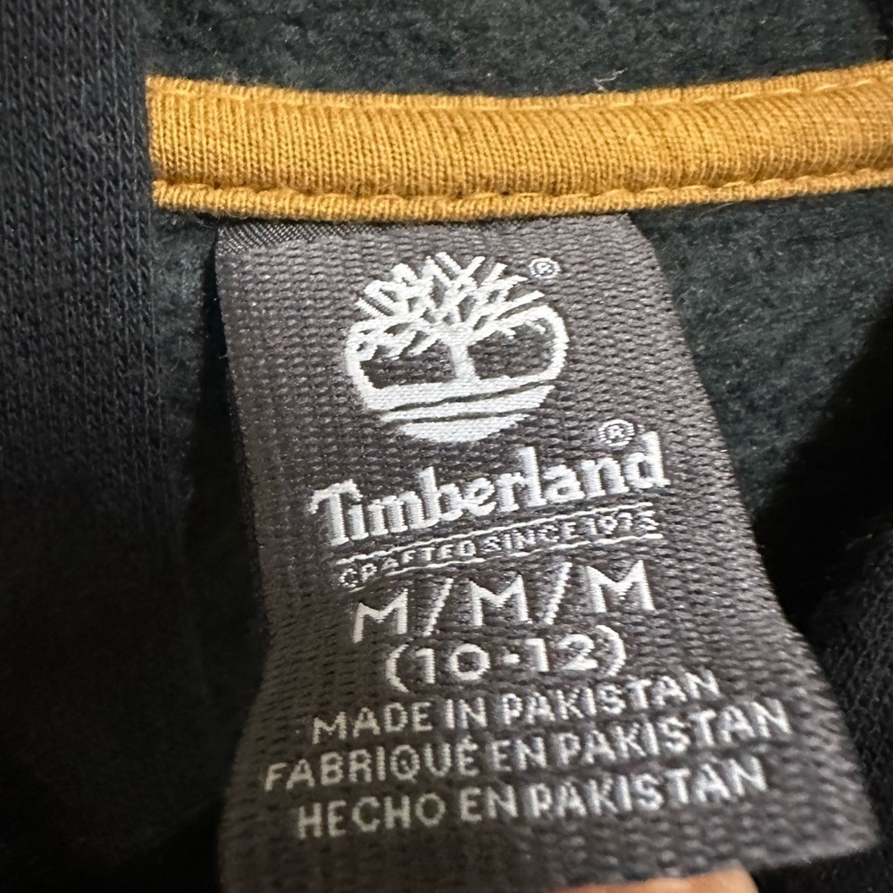 Timberland Tree Logo Black Pullover Hoodie Size M - Picture 4 of 5